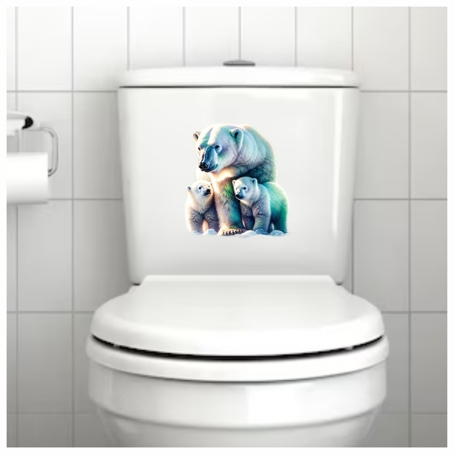 White Polar Bear With Cubs Vinyl Sticker Decal.