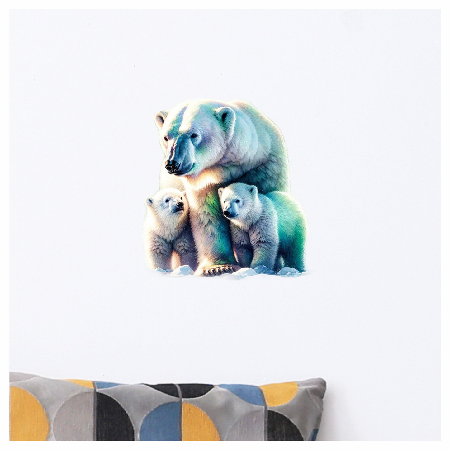 White Polar Bear With Cubs Vinyl Sticker Decal.