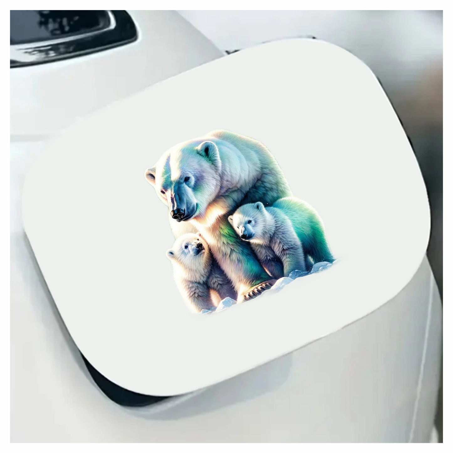 White Polar Bear With Cubs Vinyl Sticker Decal.