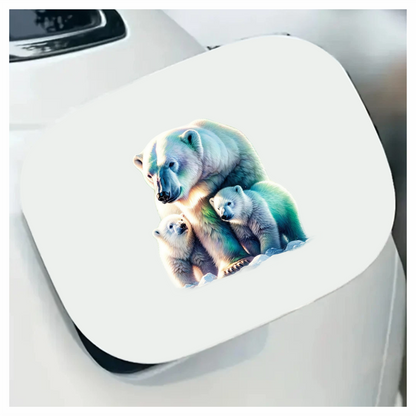 White Polar Bear With Cubs Vinyl Sticker Decal.