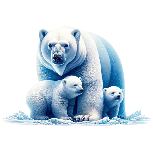 White Polar Bear With Cubs Vinyl Sticker Decal