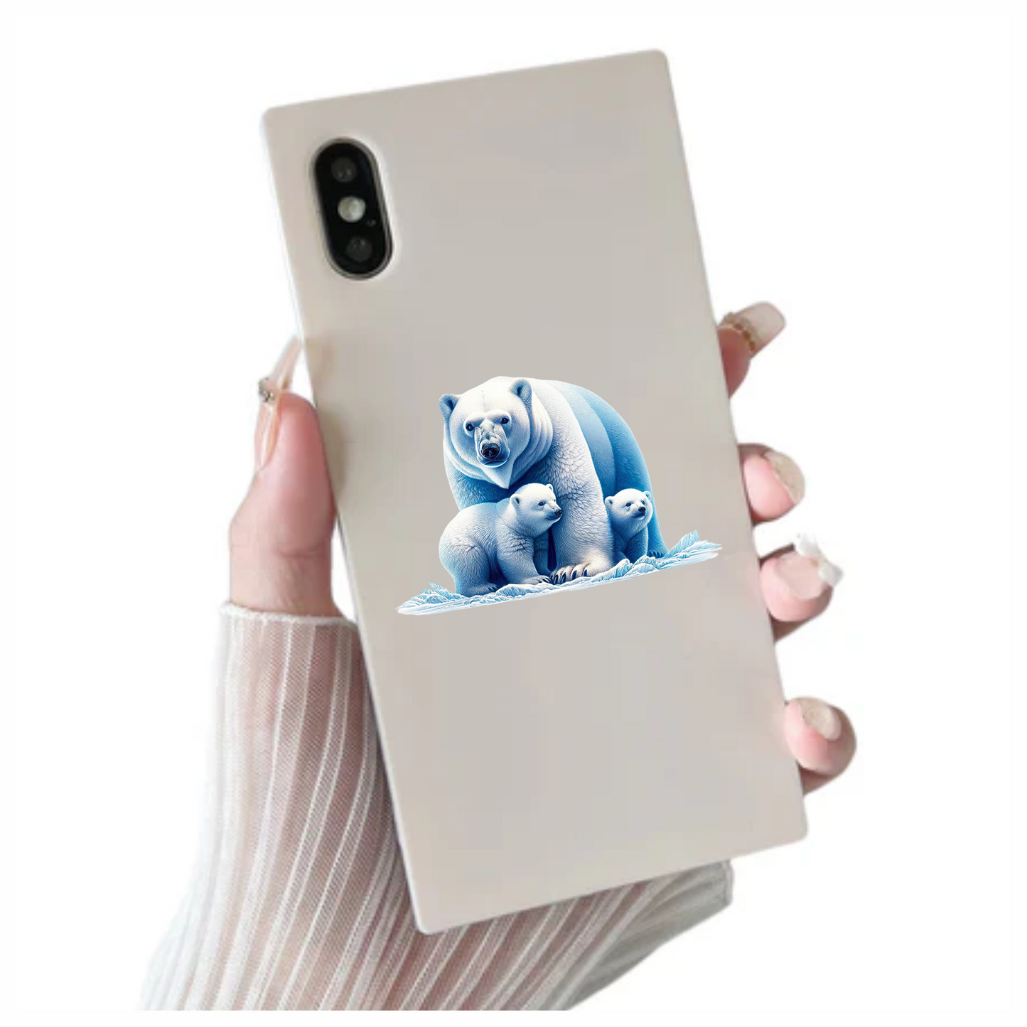 White Polar Bear With Cubs Vinyl Sticker Decal