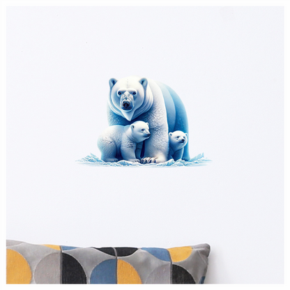 White Polar Bear With Cubs Vinyl Sticker Decal