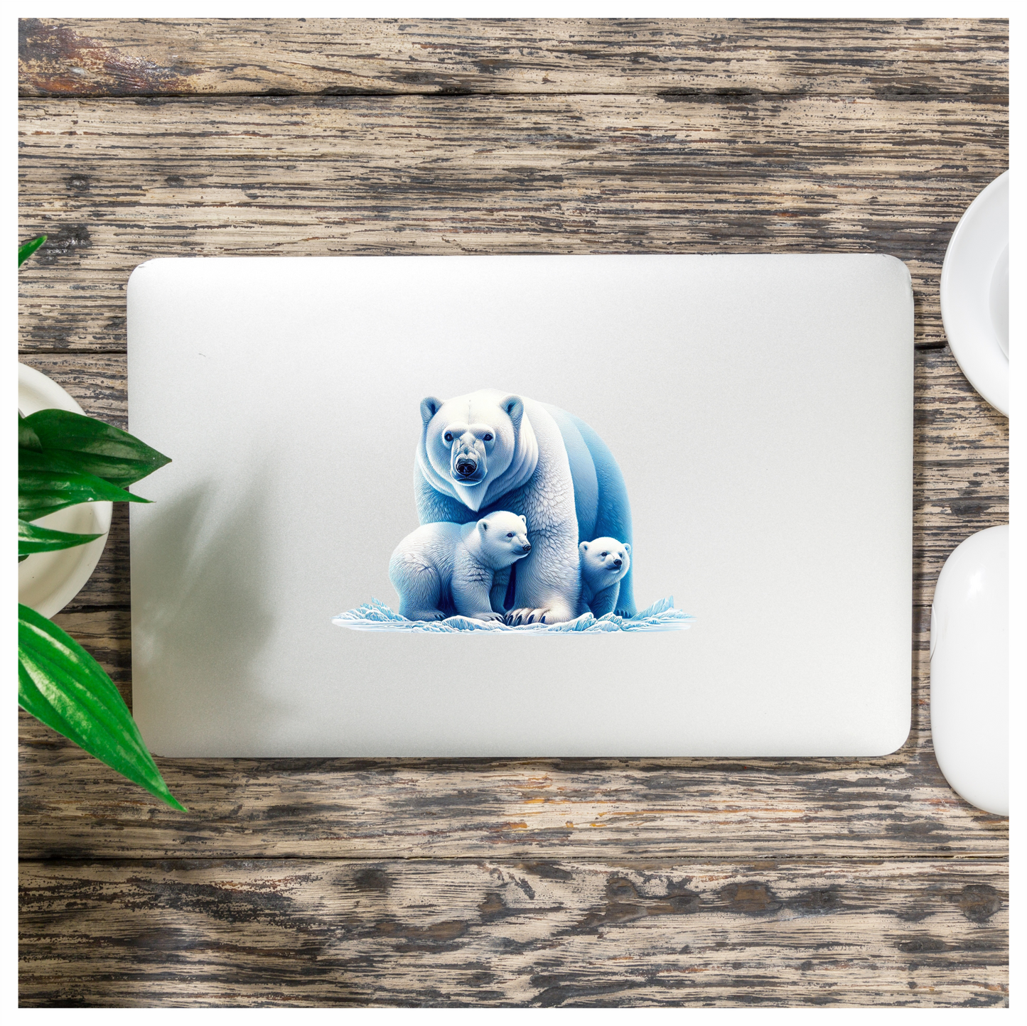 White Polar Bear With Cubs Vinyl Sticker Decal