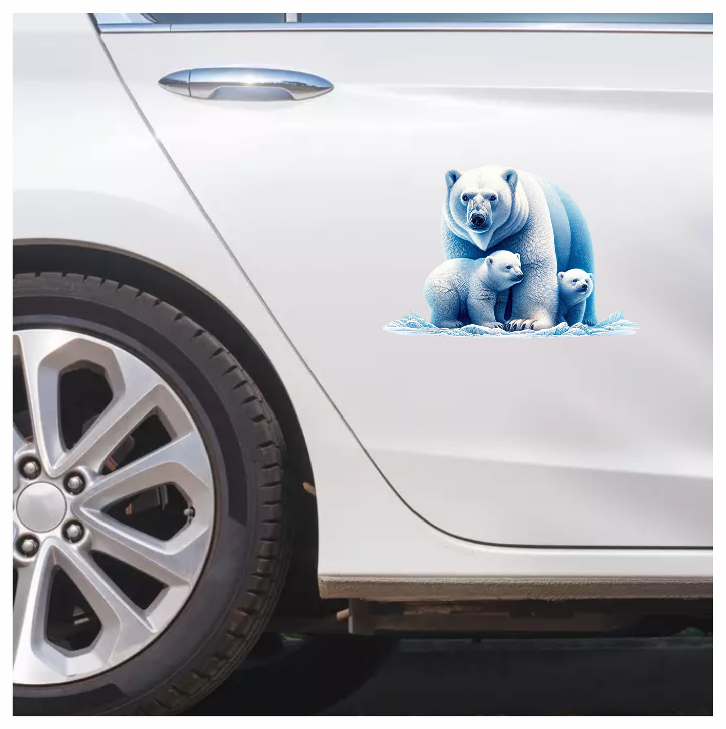 White Polar Bear With Cubs Vinyl Sticker Decal