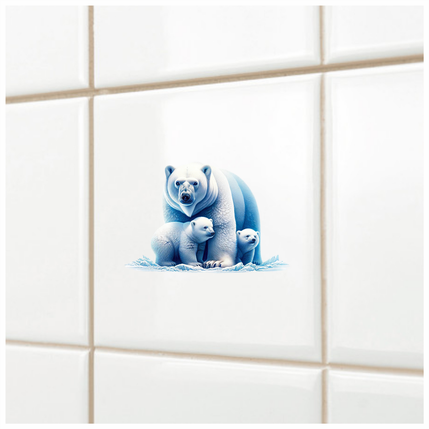 White Polar Bear With Cubs Vinyl Sticker Decal