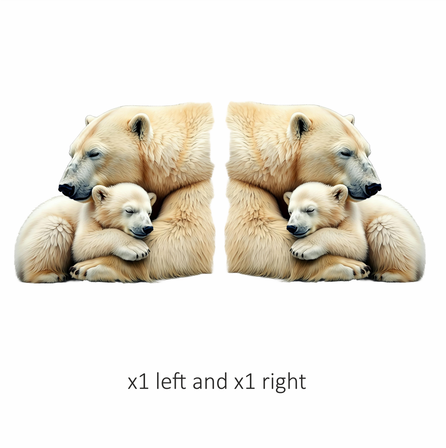 White Polar Bear Cub Hugging Mother Vinyl Sticker Decal