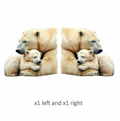 White Polar Bear Cub Hugging Mother Vinyl Sticker Decal