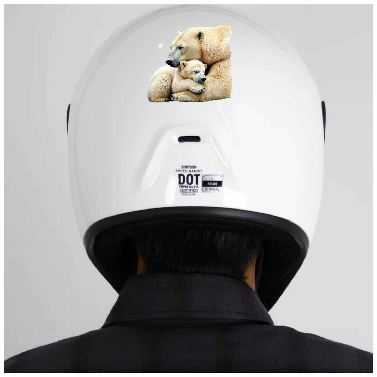 White Polar Bear Cub Hugging Mother Vinyl Sticker Decal