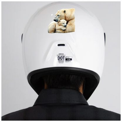 White Polar Bear Cub Hugging Mother Vinyl Sticker Decal
