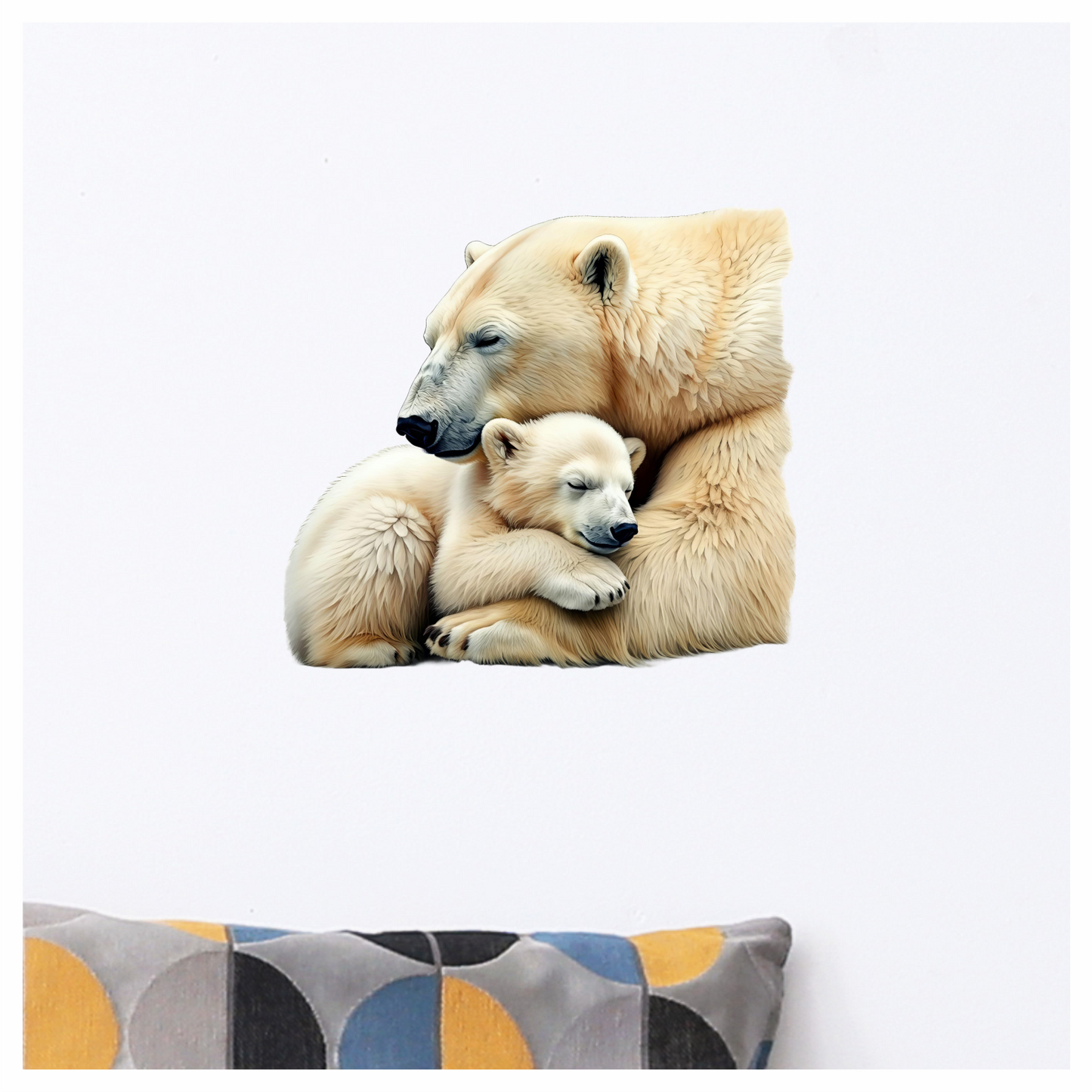 White Polar Bear Cub Hugging Mother Vinyl Sticker Decal