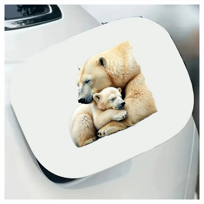 White Polar Bear Cub Hugging Mother Vinyl Sticker Decal