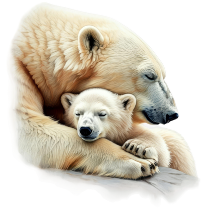 White Polar Bear Cub Sleeping Hug Vinyl Sticker Decal