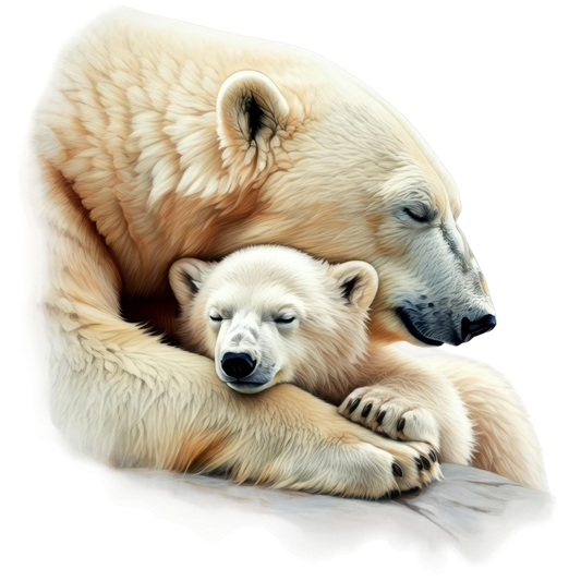 White Polar Bear Cub Sleeping Hug Vinyl Sticker Decal