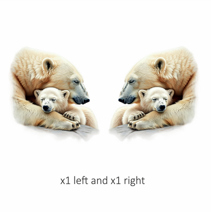 White Polar Bear Cub Sleeping Hug Vinyl Sticker Decal