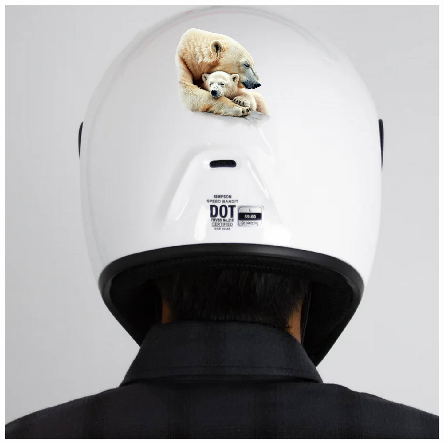 White Polar Bear Cub Sleeping Hug Vinyl Sticker Decal