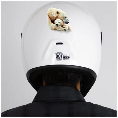 White Polar Bear Cub Sleeping Hug Vinyl Sticker Decal