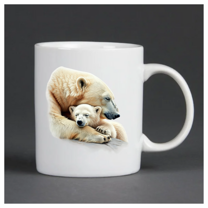White Polar Bear Cub Sleeping Hug Vinyl Sticker Decal