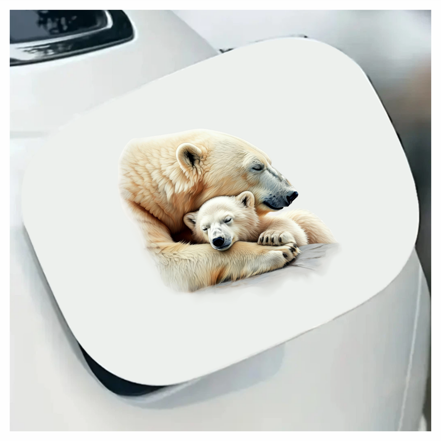 White Polar Bear Cub Sleeping Hug Vinyl Sticker Decal