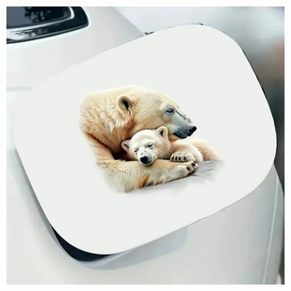 White Polar Bear Cub Sleeping Hug Vinyl Sticker Decal
