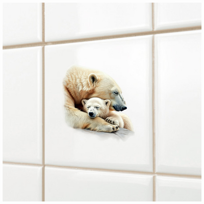 White Polar Bear Cub Sleeping Hug Vinyl Sticker Decal
