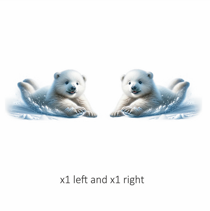 White Polar Bear Cub Sliding Snow Vinyl Sticker Decal