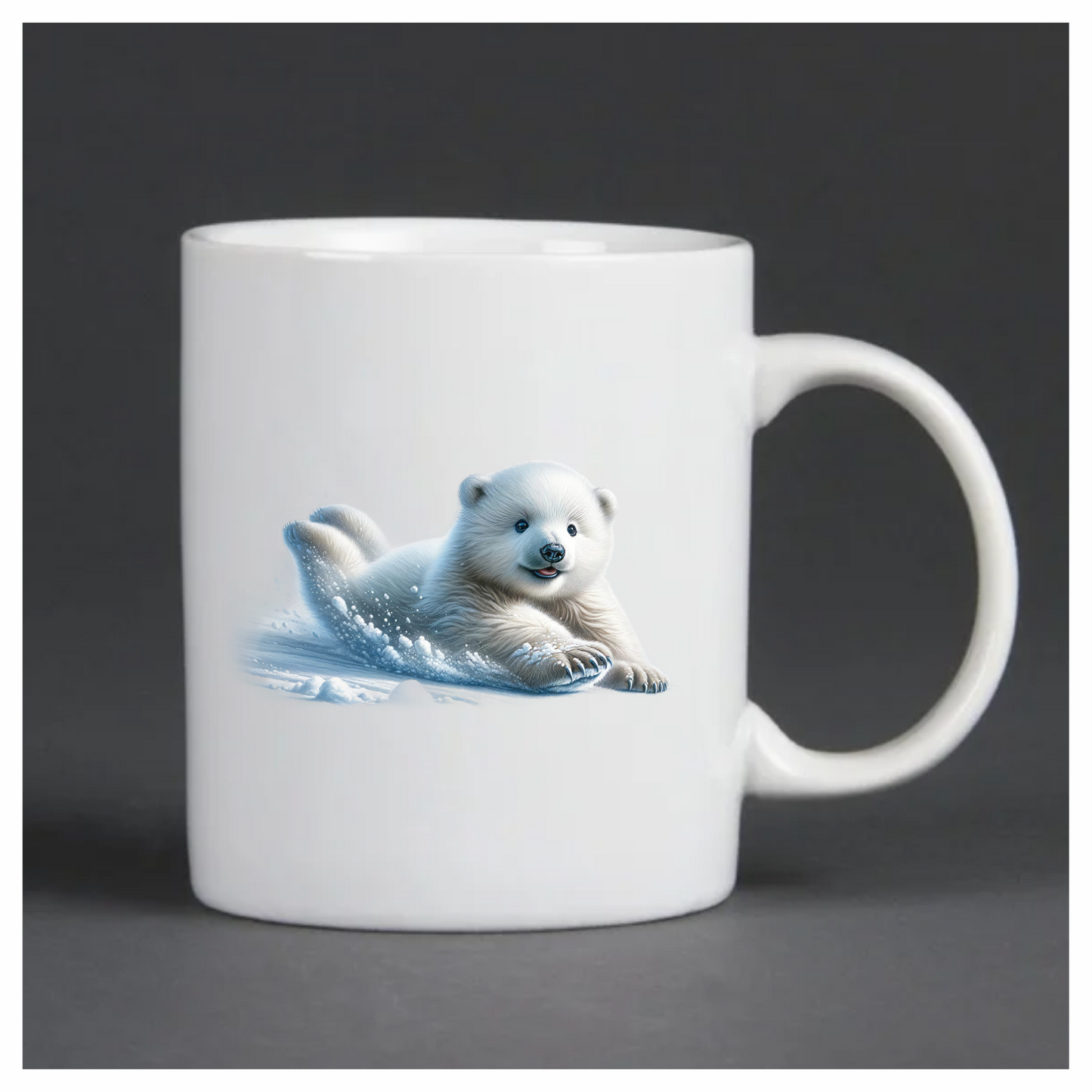 White Polar Bear Cub Sliding Snow Vinyl Sticker Decal