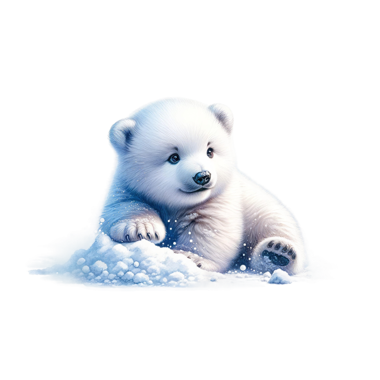 White Polar Bear Cub Sitting Snow Vinyl Sticker Decal