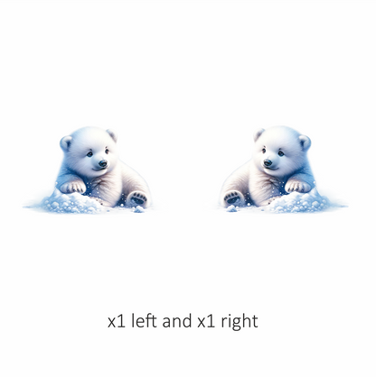 White Polar Bear Cub Sitting Snow Vinyl Sticker Decal