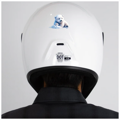 White Polar Bear Cub Sitting Snow Vinyl Sticker Decal