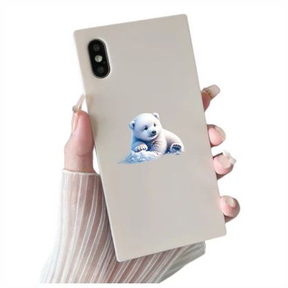 White Polar Bear Cub Sitting Snow Vinyl Sticker Decal