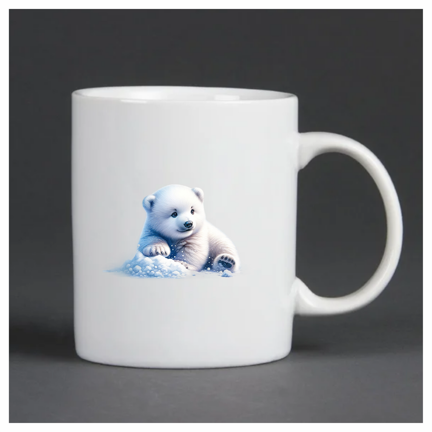 White Polar Bear Cub Sitting Snow Vinyl Sticker Decal