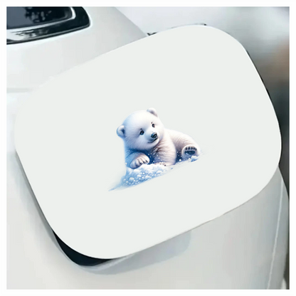 White Polar Bear Cub Sitting Snow Vinyl Sticker Decal