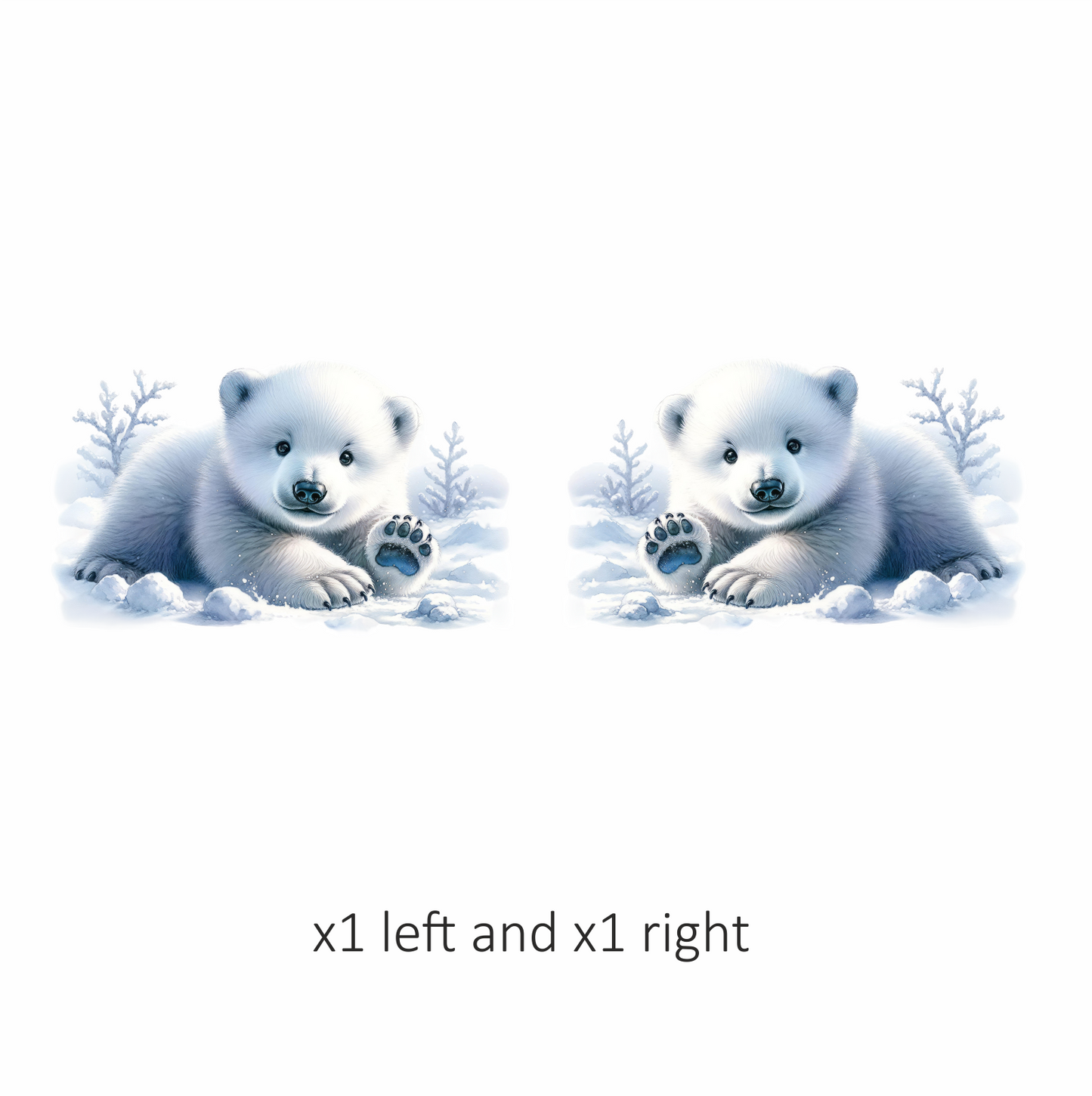 White Polar Bear Cub Waving Snow Vinyl Sticker Decal