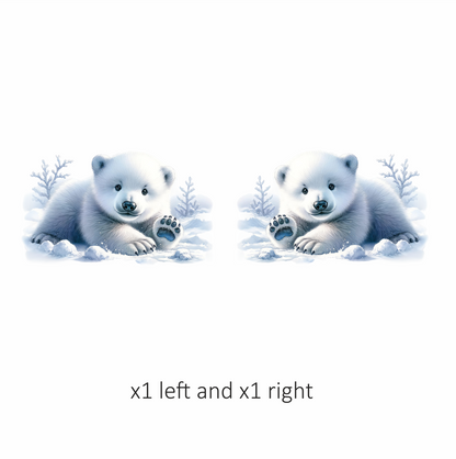 White Polar Bear Cub Waving Snow Vinyl Sticker Decal