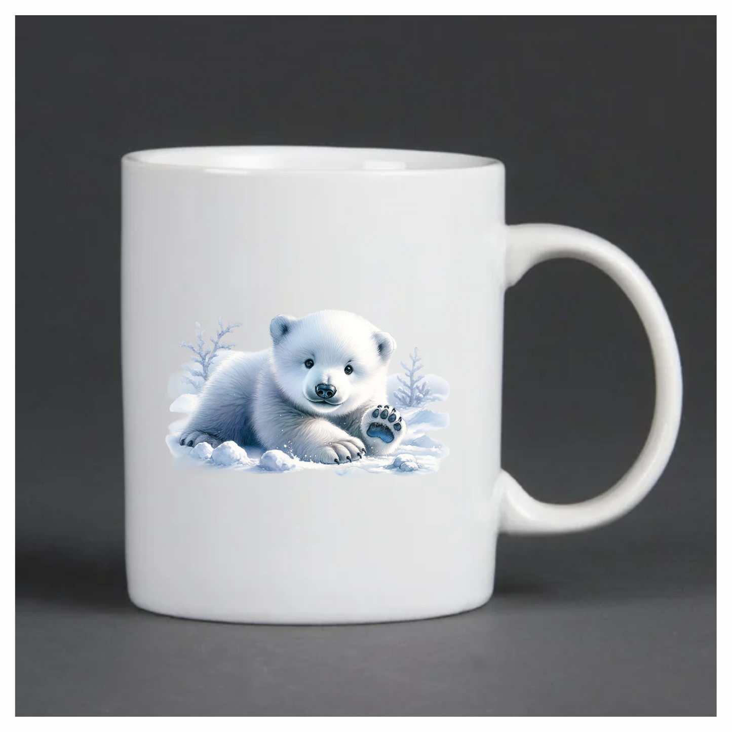 White Polar Bear Cub Waving Snow Vinyl Sticker Decal