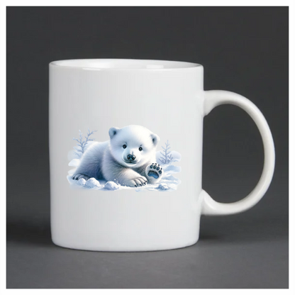 White Polar Bear Cub Waving Snow Vinyl Sticker Decal