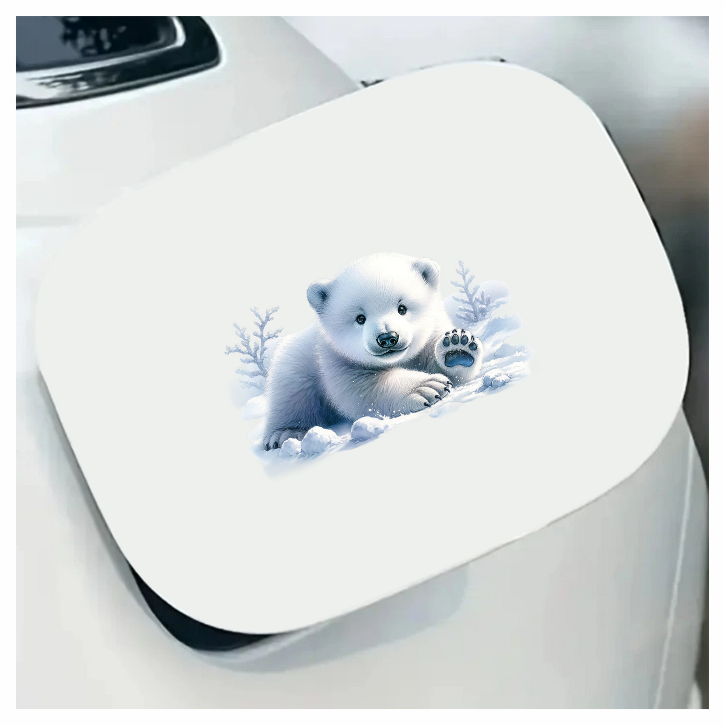 White Polar Bear Cub Waving Snow Vinyl Sticker Decal