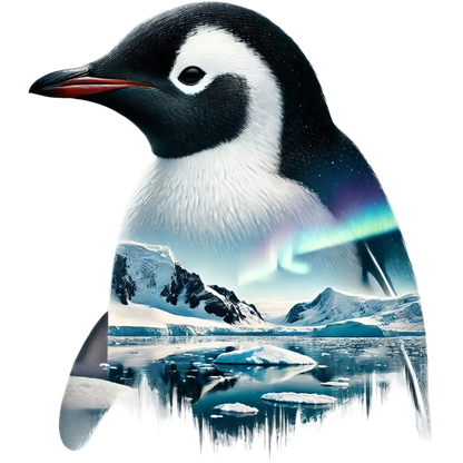 Black White Penguin Arctic Landscape Aurora Vinyl Sticker Decal
