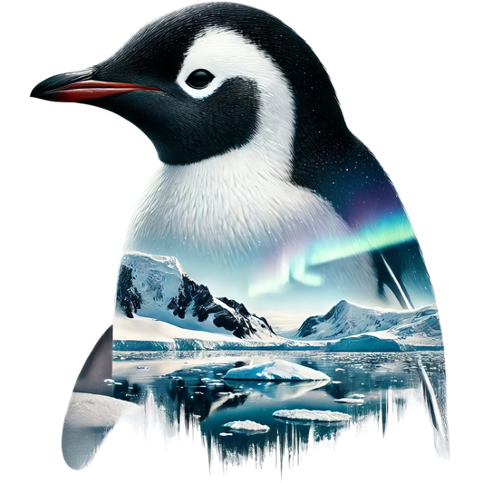 Black White Penguin Arctic Landscape Aurora Vinyl Sticker Decal