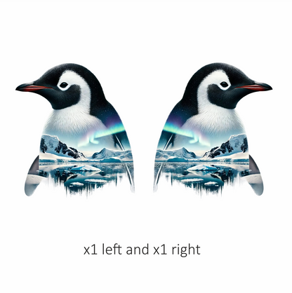 Black White Penguin Arctic Landscape Aurora Vinyl Sticker Decal