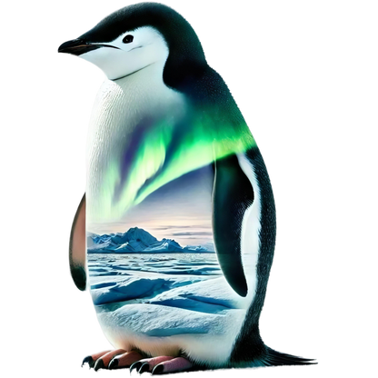 Black White Penguin Standing Arctic Aurora Vinyl Sticker Decal