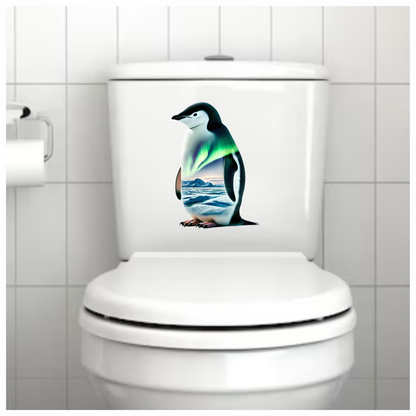 Black White Penguin Standing Arctic Aurora Vinyl Sticker Decal