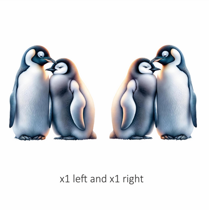 Black White Penguin Pair Standing Close Vinyl Sticker Decal