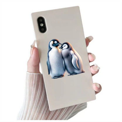 Black White Penguin Pair Standing Close Vinyl Sticker Decal