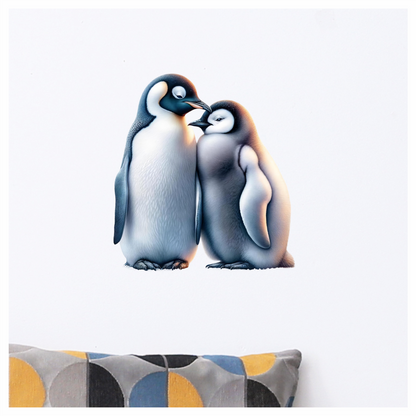 Black White Penguin Pair Standing Close Vinyl Sticker Decal