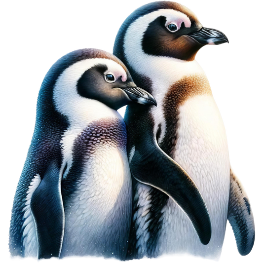 Black White Penguin Pair Standing Together Vinyl Sticker Decal