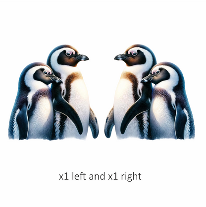 Black White Penguin Pair Standing Together Vinyl Sticker Decal