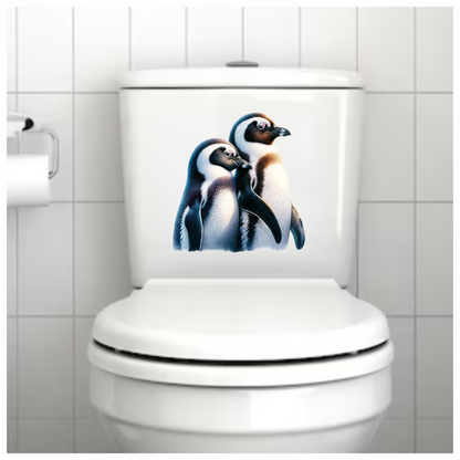 Black White Penguin Pair Standing Together Vinyl Sticker Decal