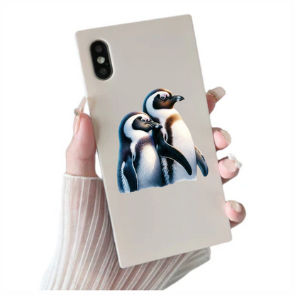 Black White Penguin Pair Standing Together Vinyl Sticker Decal